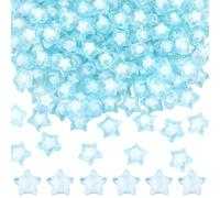 SOFPLATE 1 scatola 120 pezzi 14mm Perline Stella Blu Perline di Plastica Trasparente Pianeta Cielo Azzurro Sfaccettato Acrilico Trasparente Stelle Perline Distanziatrici Sciolte per La Creazione di Gi