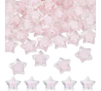 SOFPLATE 1 scatola 120 pezzi Perline A Forma di Stella Rosa Perline Acriliche Trasparenti A Forma di Stella Carine In Plastica Trasparente Pentagramma Stelle A Cinque Punte Perline Distanziatrici Scio