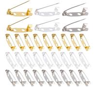 SOFPLATE 1 scatola 120 pezzi Perni Piatti Perni di Bloccaggio Perni di Sicurezza per Spille Da 20mm In Oro Argento Platino Perni di Bloccaggio In Ferro con Fori per Targhette con Nome Distintivi Gioie