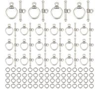 SOFPLATE 1 scatola 120 set di Fermagli per Gioielli A Levetta Set di Fermagli per Braccialetti Chisusure In Lega D'Argento Fibbia Rotonda OT Estremità A T Connettori con Anelli di Congiunzione Set per