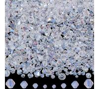SOFPLATE 1 scatola 1300 pezzi Perline di Cristlega Bicono AB Perline di Vetro Sfaccettato Trasparente 3mm 4mm 6mm 8mm All'Ingrosso Perline di Vetro Assortite per La Creazione di Gioielli Collane Orecc