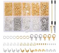 SOFPLATE 1 scatola 1320 pezzi Perline A Cricchetto Forniture per La Creazione di Gioielli Kit di Accessori con A Cricchetto Tubi Fermagli chisusure Anelli di Congiunzione Pinza Filo Perline pe