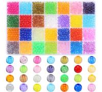 SOFPLATE 1 scatola 1400 pezzi 28 colori 6mm Perline Acriliche Assortite Perline Rotonde di Colore Plastica Trasparente Piccole Distanziatori Sciolti Colorati Misti per La Creazione di Gioielli Risulta