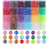SOFPLATE 1 scatola 1440 pezzi 24 colori AB Perline Rotonde Perline Acriliche Colorate 6x5mm Piccole Perline Trasparenti di Plastica Multicolore Perline di Natale Trasparenti per La Creazione di Gioiel