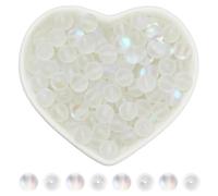 SOFPLATE 1 scatola 150 pezzi Perle di Vetro di Pietra di Luna Perle Sfuse Smerigliate Opache Da 8mm Rotonde Trasparenti Aurora CristAllos Tinto Palla Distanziatrice Gelida Perline Sciolte per La Creaz