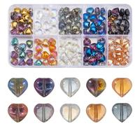 SOFPLATE 1 scatola 160 pezzi 10 colori Perline di Vetro A Forma di Cuore Perline di Vetro Elettroplaccate 8mm Cristlega Colorato Metallizzato Placcato Piccolo Distanziatore Perline Sciolte per La Crea