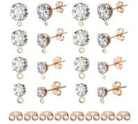 SOFPLATE 1 Scatola 160 Pezzi 4mm 5mm 6mm 8mm Perni per Orecchini con Strass Perni per Orecchini In Oro con Passanti e 160 Pezzi In Ottone Farfalla Chiusure per Orecchie Accessori per Gioielli Creazion