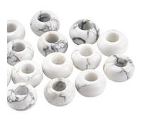 SOFPLATE 1 scatola 20 pezzi 14mm Foro Grande Perline di Pietra Sfusa Rondelle Pietra Preziosa Perline Howlite Naturale Rotonda Europea CristAllos Macramè Perline Sfuse per Creazione di Gioielli Bracci
