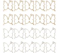 SOFPLATE 1 Scatola 20 Pezzi 2 Colori Farfalla Vuota Ciondoli Castone Ciondoli Sfusi Lega Insetto Animale Oro Bianco K Ciondoli Castone Posteriore Aperto per Resina Creazione di Gioielli Orecchini Co