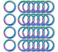 SOFPLATE 1 scatola 20 pezzi di Anelli A Molla In Metlega Da 20mm Moschettone Rotondo Portachiavi Colore Arcobaleno Clip A Molla A Scatto Fibbie A O In Lega di Zinco per Portachiavi Fai Da Te Portachi