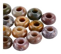 SOFPLATE 1 scatola 20 pezzi di Perline di Pietre Preziose Naturali 14mm di Agata Indiana Perline Rotonde con Foro Grande Pietra Europea Rondelle Distanziatore Perline Macramè per Capelli Trecce Creazi