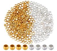SOFPLATE 1 Scatola 2000 Pezzi 3mm Perline A Crimpare Perline Rotonde In Metallo Fermacorda per Perline Estremità A Morsetto Oro Argento Rondelle Perline per Creazione di Gioielli Forniture Perline per