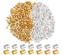 SOFPLATE 1 Scatola 2000 Pezzi Perline Tubolari A Crimpare Perline Fermacorda Da 3mm Cordoni Metallici Tappi Terminali Oro Argento Ottone Crimpatrice Perlina Distanziatrice Allentata per Creazione di G