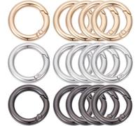 SOFPLATE 1 Scatola 24 Pezzi 3 Colori 1 Pollici 25mm Molla O Anello Clip Portachiavi Moschettone Rotondo Clip Sfuso Lega di Metlega Nero Oro Argento Anello Moschettone per Portachiavi Fibbia Borse Ch