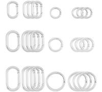 SOFPLATE 1 Scatola 24 Pezzi Portachiavi Ovale Anello Rotondo Rotondo A Molla O Ring In Lega D'Argento Piccolo Liscio Aperto Moschettone Fibbia Cerchio O Ring per Creazione di Gioielli Borse Borsa Port