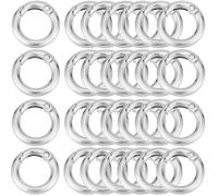 SOFPLATE 1 Scatola 30 Pezzi Argento O Ring A Molla Rotondo Moschettone Clip Cerchio In Lega di Zinco Piccolo Liscio Aperto 20 mm Diametro Interno Anelli per Cancello per Borsa Portachiavi Cordino Bors