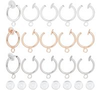 SOFPLATE 1 Scatola 30 Pezzi Convertitore di Orecchini A Cerchio Clip per Orecchini Clip per Orecchini in Ottone Argento Indolore Non Forato con Cuscinetti in Silicone e Anelli Risultati per Orecchini