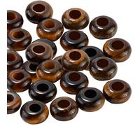 SOFPLATE 1 Scatola 30 Pezzi Perline Occhio di Tigre con Foro Grande Perline Distanziatrici in Pietra Preziosa Marrone Scuro Perline macramè Sciolte Sfuse per Gioielli da Donna Penne Collane Bracciali