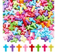 SOFPLATE 1 scatola 300 pezzi Perline Distanziatrici A Croce Perline Incrociate Colorate In Plastica Acrilica Assortite Colorate Piccolo Crocifisso Sacro Distanziatore Sciolto per Creazione di Gioielli