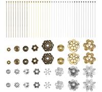 SOFPLATE 1 scatola 320 pezzi Fiore Spilli Dritti Testa Spillo Gioielli Kit per La Creazione di Lega Antico Stile Tibetano Perline 5cm Ottone Palla Testa Spillo Accessori per La Creazione di Gioielli O
