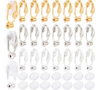 SOFPLATE 1 Scatola 36 Pezzi Convertitore per Orecchini A Clip Argento Orecchini A Clip Retro Ottone Oro Rosa Componente per Orecchini A Clip Non Forato con Cuscinetti Clip per Orecchini per Creazione