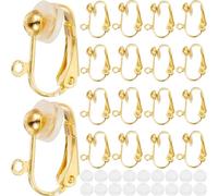 SOFPLATE 1 Scatola 36 Pezzi Convertitore per Orecchini Clip per Orecchini In Oro Fermagli per Orecchini In Ottone Indolore Non Forato con Cuscinetti In Plastica Clip per Orecchini A Vite per Creazione