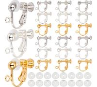 SOFPLATE 1 Scatola 36 Pezzi Convertitore per Orecchini In Argento Clip per Orecchini In Oro Dorso In Ottone Non Forato Vite Posteriore Clip su Componenti per Orecchini con Cuscinetto In Silicone Clip