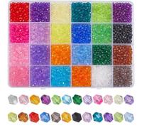 SOFPLATE 1 scatola 3600 pezzi 24 colori Perline di Cristlega Bicono Perline Acriliche Sfaccettate 4mm Piccole Perline Bicono Trasparenti Colorate All'Ingrosso per La Creazione di Gioielli Bracciale Co