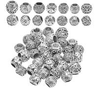 SOFPLATE 1 scatola 40 pezzi Distanziatori con Foro Grande Perline Distanziatrici In MetAllos Tibetano Lega di MetAllos Argento Antico Distanziatori Rotondi Sciolti Perline Rondelle Europee Sfuse per C
