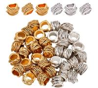 SOFPLATE 1 scatola 40 pezzi Perline Distanziatrici con Foro Grande Perline Distanziatrici Tibetane In Argento Lega Europea Rondelle Distanziatori Dorati Perline In MetAllos Colonna Cava per Gioielli F