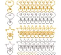 SOFPLATE 1 scatola 40 pezzi Portachiavi Girevole A Forma di Cuore Portachiavi A Forma di Stella Clip In Metallo Sfuso A Forma di Aragosta In Lega D'Oro A Molla Moschettone Fibbia Appesa Portachiavi Ac