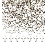 SOFPLATE 1 scatola 400 pezzi Piccole Perline Croce Argento Mini Perline Croce Assortite Mini Plastica Stile Tibetano Santo Crocifisso Perline Sciolte per Creazione di Gioielli Collane Bracciali Orecch