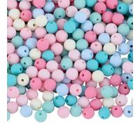 SOFPLATE 1 scatola 500 pezzi Perline Acriliche Arcobaleno Perline di Plastica Rotonde 8mm Palline di Plastica Color Caramello Gomma Da Masticare Pastello Opaco Perline Distanziatrici Sfuse per Creazio