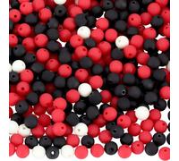 SOFPLATE 1 scatola 500 pezzi Perline Acriliche Rotonde di Gomma Da Masticare Sfuse Nero Rosso Bianco Plastica Satinata Palline di Gomma Da Masticare Pastello Opaco Perline Sfuse per Creazione di Gioie