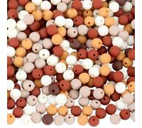 SOFPLATE 1 scatola 500 pezzi Perline Acriliche Satinate 8mm Perline di Plastica Opache Colori Misti Sfusi Marrone Cocco Pastello Palline Opache Perline Sfuse Rotonde per Bracciale Collana Kit di Creaz
