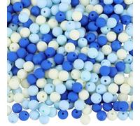 SOFPLATE 1 scatola 500 pezzi Perline Acriliche Smerigliate 8mm Perline Blu Opache Piccole Palline Rotonde Opache Gomma Da Masticare Imitate In Silicone Liscio Distanziatrici Sciolte per La Cre