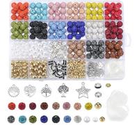 SOFPLATE 1 Scatola 505 Pezzi Kit Perline Strass 10mm Perline Argilla Scintillanti Perline di Cristlega Discoteca con Distanziatori Ciondolo Perla Corda Elastica per La Creazione di Gioielli Fai da Te