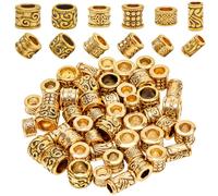 SOFPLATE 1 scatola 60 pezzi In Lega di Perline Distanziatrici con Foro Grande Perline Distanziatrici Tibetane Oro Antico Dorato Europeo Rondelle Tubo Metallico Tondo Colonna Cava Perline Sfuse per Cre