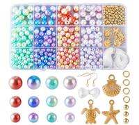 SOFPLATE 1 scatola 695 pezzi Perle Iridescenti Perline Braccialetti Dells'Amicizia All'Ingrosso Kit Perline Conchiglia Stella Marina Tartaruga Anelli di Salto Ganci per Orecchini Corda Elastica Perlin