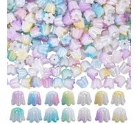 SOFPLATE 1 scatola 7 colori 280 pezzi Perline di Fiori di Giglio In Acrilico Perline Floreali Tappi di Perline Sfuse Plastica Carina Colorata Tulipano Campana Tromba Distanziatore Iridescente per Crea