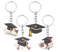 SOFPLATE 1 scatola 8 pezzi 4 stili Portachiavi Cappelli Da Laurea Portachiavi Insegnante Set 2024 nappe Acriliche Cappello Nero Portachiavi Ciondoli Classe Scolastica Kit per Regali Stagione Laurea Ch