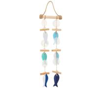 SOFPLATE 1 Scatola da 1 Pezzi Ornamenti da Appendere A Forma di Pesce in Legno da 55cm 21.65 Pollici 6 Pesci Decorazione Murale Costiera con Conchiglie Tema Spiaggia Colorato Nautico Rustico Stile OC