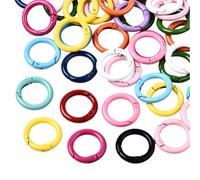 SOFPLATE 1 scatola Da 1 pollici 25mm 30 pezzi Anelli A Molla O Ganci A Clip Circolari Colorati Grandi In Lega Portachiavi Fibbia Tigre Moschettone Rotondo Allentato per La Creazione di Gioielli Portac