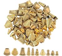 SOFPLATE 1 Scatola da 100 Pezzi 10 Stili Tappi per Perline Dorati Terminali A Forma di Fiore in Lega Stile Tibetano Oro co Perline Nappe Distanziatori estremità per La Creazione di Gioielli