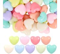 SOFPLATE 1 Scatola da 100 Pezzi di Perline A Forma di Cuore in Acrilico Color Caramella Perline A Forma di Cuore Arcobaleno Sfuse in Plastica Grandi Opache con Foro Colorate Distanziali per San Vale