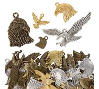 SOFPLATE 1 scatola Da 100g di Ciondolo A Forma di Aquila In Oro Ciondolo Tibetano In Argento Ciondolo A Forma di Testa di Aquila In Lega Antica Ciondolo A Forma di Animale Volante per La Creazione di