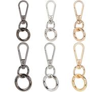 SOFPLATE 1 scatola Da 12 pezzi 6 set di Moschettoni Girevoli Portachiavi Anelli A Molla In Lega di Metlega Argento Nero e Oro Doppia Apertura Anello Rotondo Gancio A Scatto per Portachiavi Cordino Bor