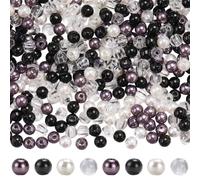 SOFPLATE 1 Scatola da 1200 Pezzi 4 Colori 4mm Perline Rotonde in Plastica Perle Nere Perle Acriliche Multicolore Bianco Grigio Trasparenti Distanziatori Lucidi per La Creazione di Gioielli Braccialet
