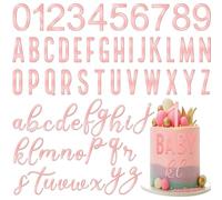 SOFPLATE 1 scatola Da 124 pezzi 62 stili Numeri Decorazioni per Torte Topper per Cupcake Lettere In Acrilico Specchiato 0 9 numeri Lettere AZ Non Commestibili Decorazioni In Oro Rosa per Torte Matrimo