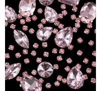 SOFPLATE 1 scatola Da 156 pezzi Rosa Da Cucire su Strass Forme Miste Abbellimenti di Strass di Vetro Da Cucire su Gemme di Cristlega Flatback con Impostazioni A Griffe per Scarpe Fai Da Te Abiti Gioie